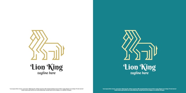 Minimalistische leeuw logo ontwerp illustratie Platte creatieve silhouet geometrie lijn wilde dieren jungle