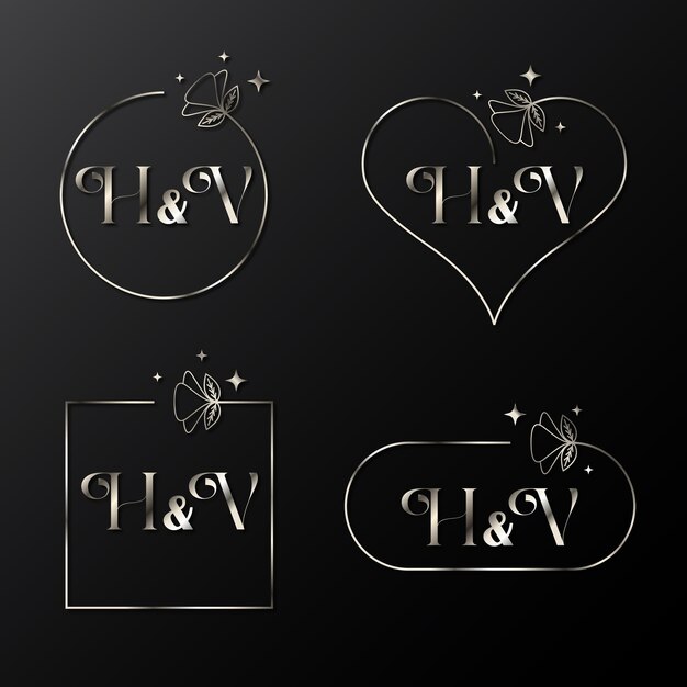 Minimalistische letter H en V moderne monogram set