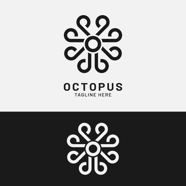 Minimalistische Letter O Octopus Logo ontwerpsjabloon