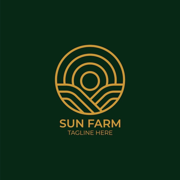 Minimalistische lijn logo illustratie van zonneboerderij