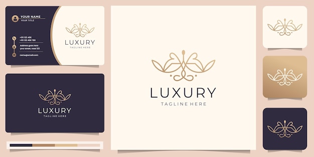 Minimalistische luxe lijnstijl. logo-ontwerp en visitekaartje. ornament decoratie abstract logo.