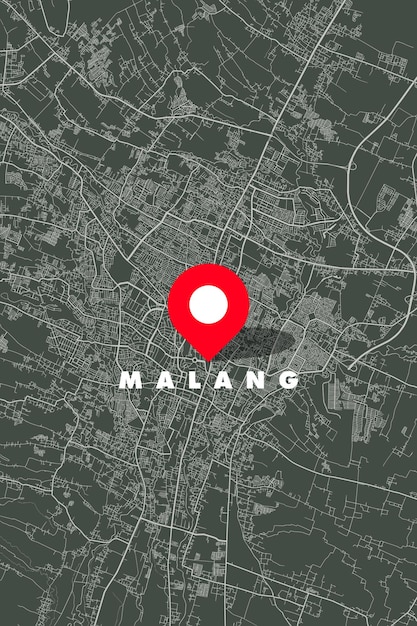 Minimalistische malang city map afdrukbare wanddecoratie