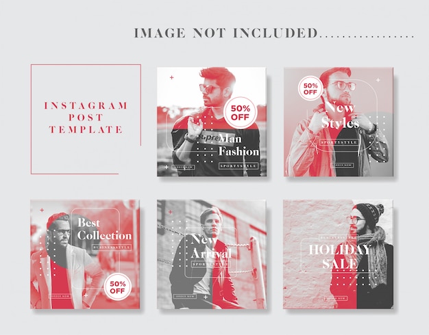 Minimalistische man fashion instagram post template collection