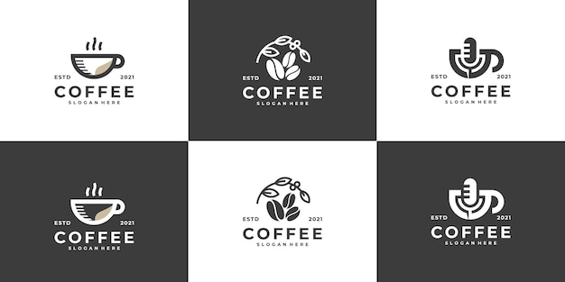 Minimalistische moderne koffie-logo-ontwerpcollectie