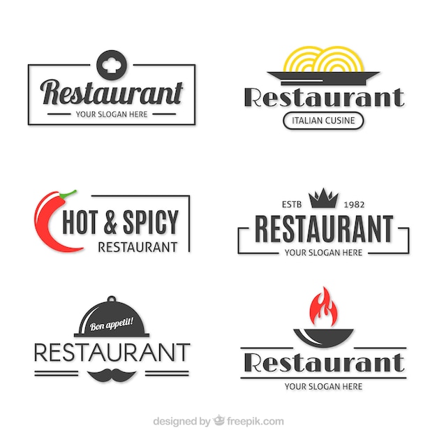 Minimalistische pak van restaurantlogo&#39;s