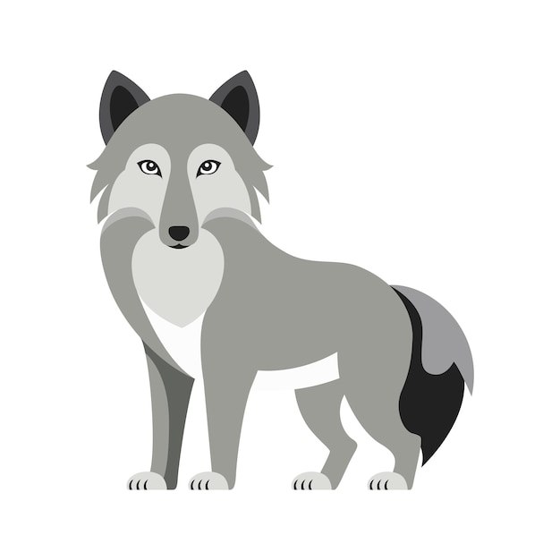 Minimalistische platte vector wolf illustratie op witte achtergrond eenvoudig gestileerd ontwerp schone lijnen moderne esthetische dierlijke vector dierlijke vector