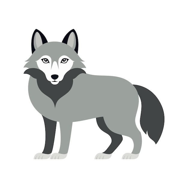 Minimalistische platte vector wolf illustratie op witte achtergrond eenvoudig gestileerd ontwerp schone lijnen moderne esthetische dierlijke vector dierlijke vector