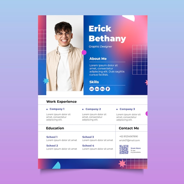 Vector minimalistische retro cv-template