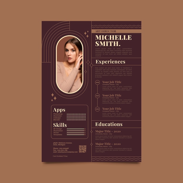 Vector minimalistische retro cv-template