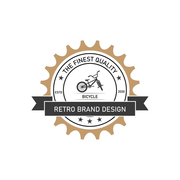 Minimalistische retro fiets, logo vector ontwerpsjabloon