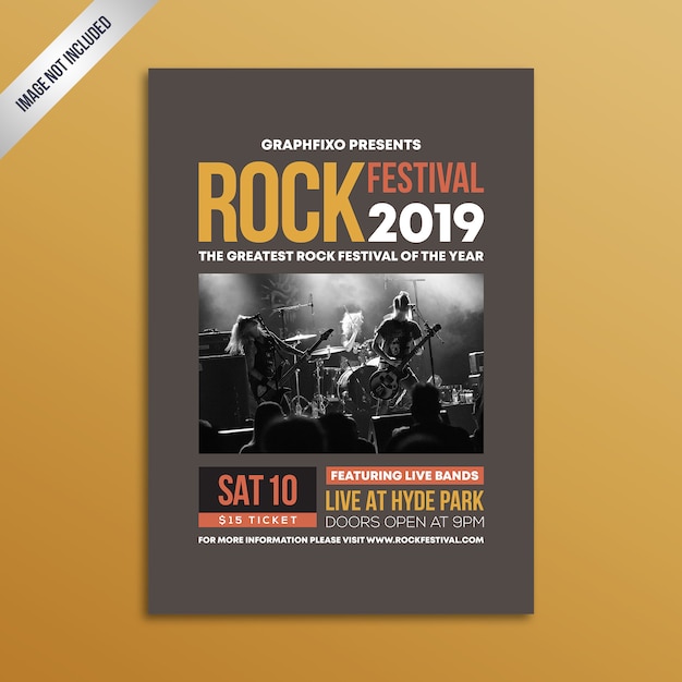 Minimalistische rockmuziekfestival poster