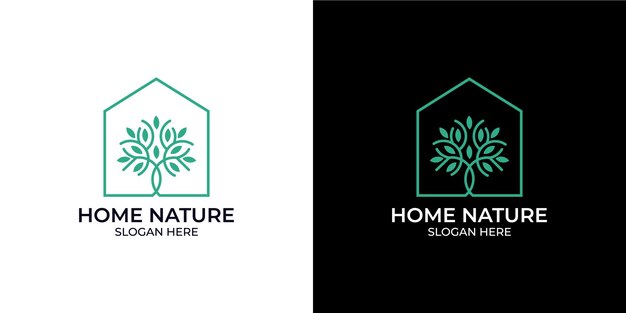 Minimalistische stijl huis natuur logo