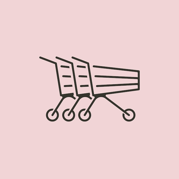 Minimalistische trolleys pictogram vector logo symbool illustratie ontwerp