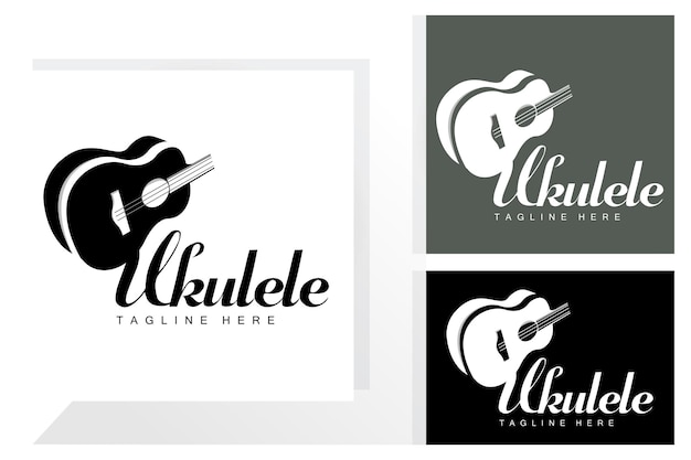 Minimalistische ukelele muziek logo ontwerp ukelele gitaar vector ukelele logo ontwerp