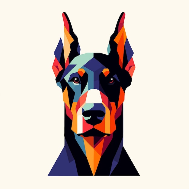 Vector minimalistische vector van doberman hond geometrische