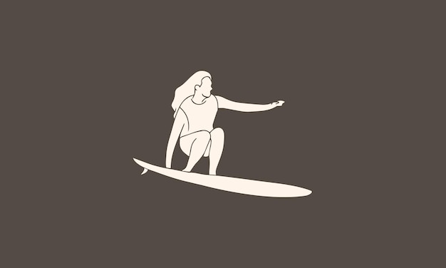 Minimalistische vectorillustratie surfer