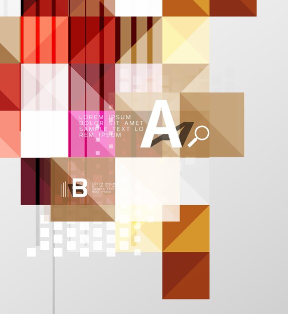 Minimalistische vierkante vormen abstracte achtergrond Vector sjabloon achtergrond voor afdrukken workflow lay-out diagram nummer opties of web design banner