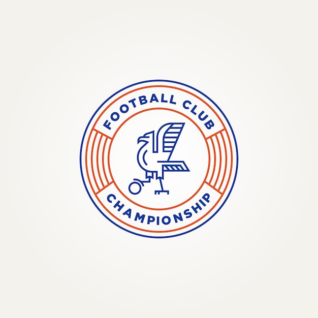 Minimalistische voetbal voetbal club embleem badge lijn kunst pictogram logo sjabloon vector illustratie ontwerp