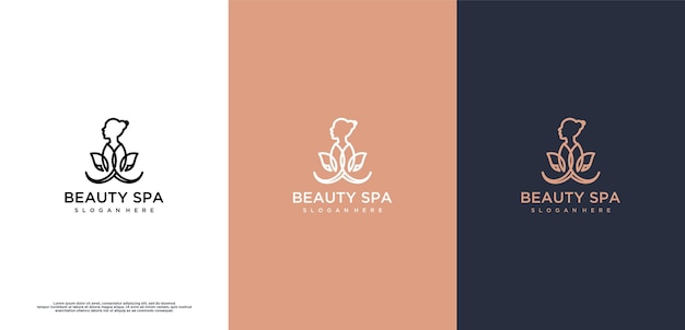 Minimalistische vrouw en lotusbloem inspiratie logo-ontwerp