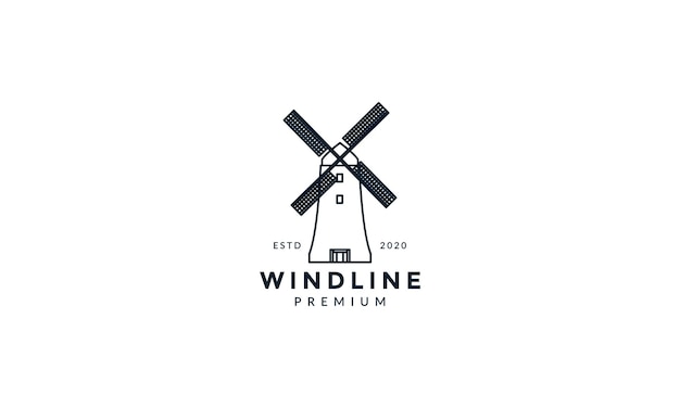 Minimalistische windmolen lijn overzicht logo vector pictogram ontwerp