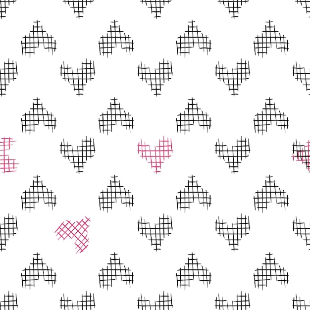 Minimalists style hearts seamless pattern. Valentines day background.