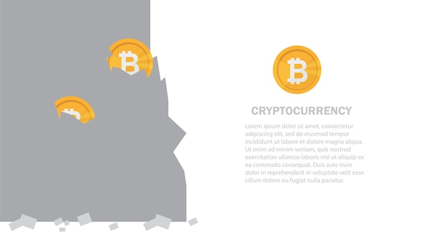 Mining bitcoin in rock. estrazione crypto valuta. soldi virtuali. illustrazione vettoriale