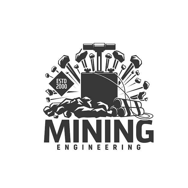 Mining engineering icon dynamite and detonator