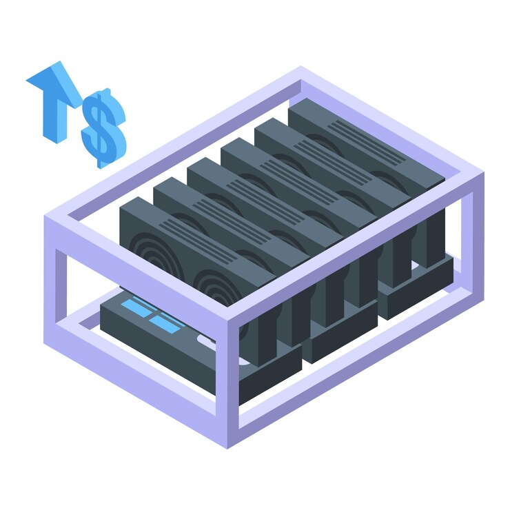 Vector mining farm icon isometric vector passive income work cash