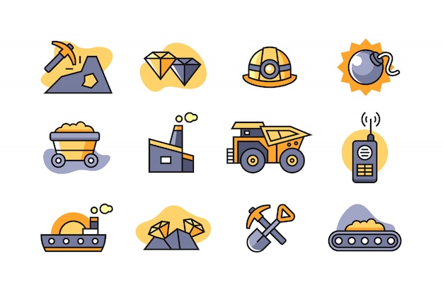 Vector mining icon set