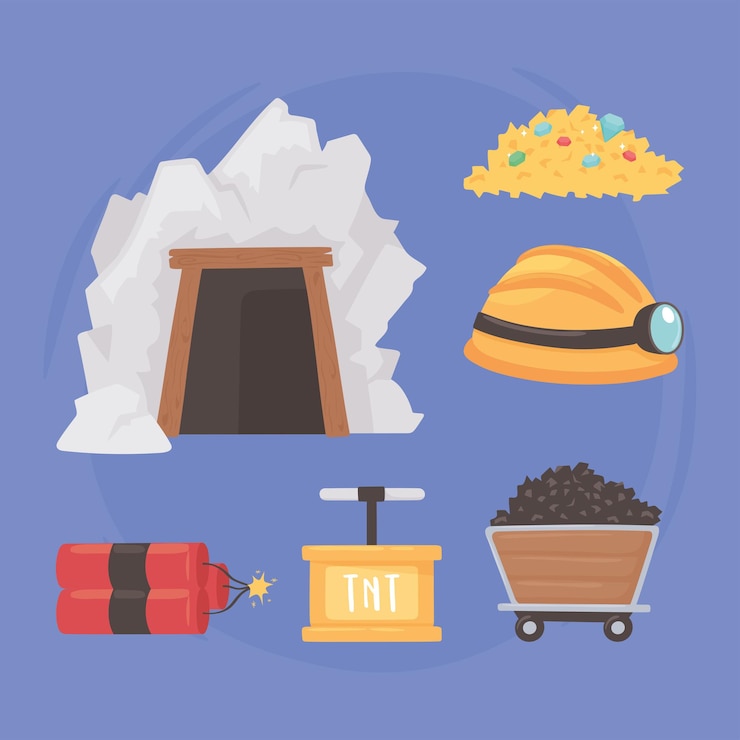 Vector mining icons set