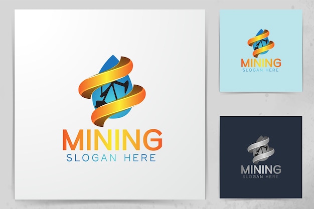 Mining logo designs inspiration isolated on white background