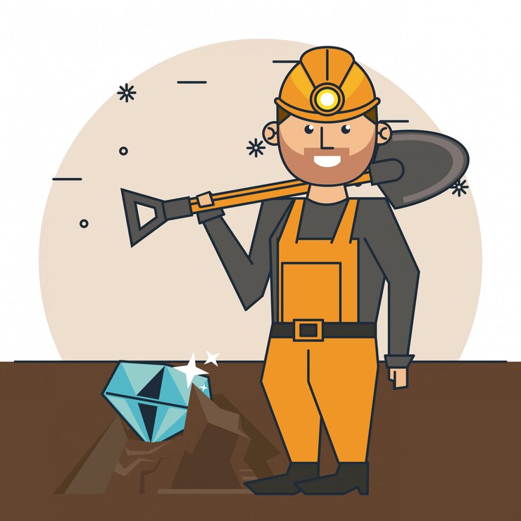 वेक्टर mining worker cartoon