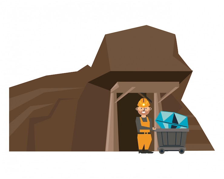 Vector mining and worker cartoon