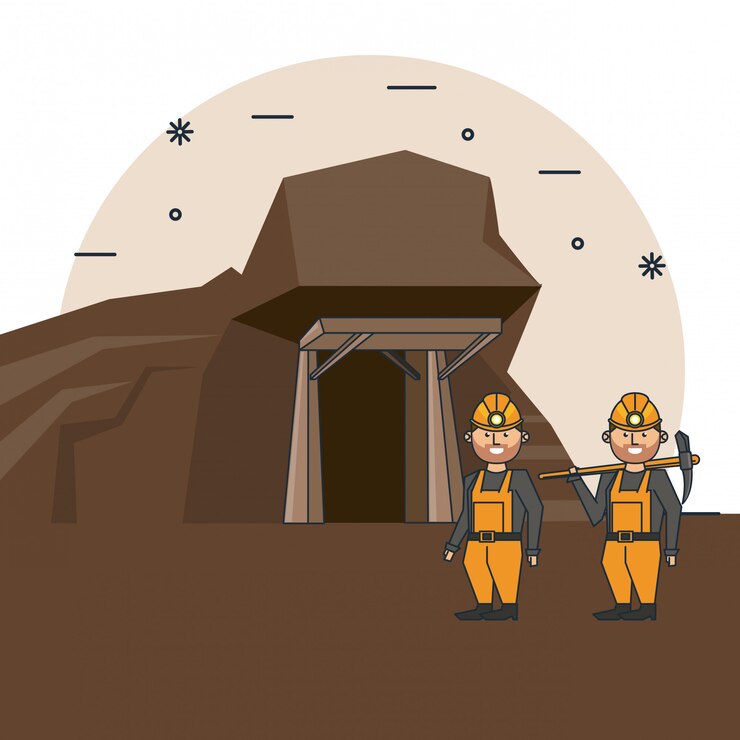 Vector mining workers cartoon