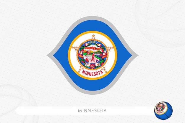 Minnesota flag for basketball competition on gray basketball background.