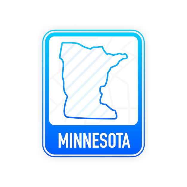 Vector minnesota - u.s. state. contour line in white color on blue sign. map of the united states of america. vector illustration.