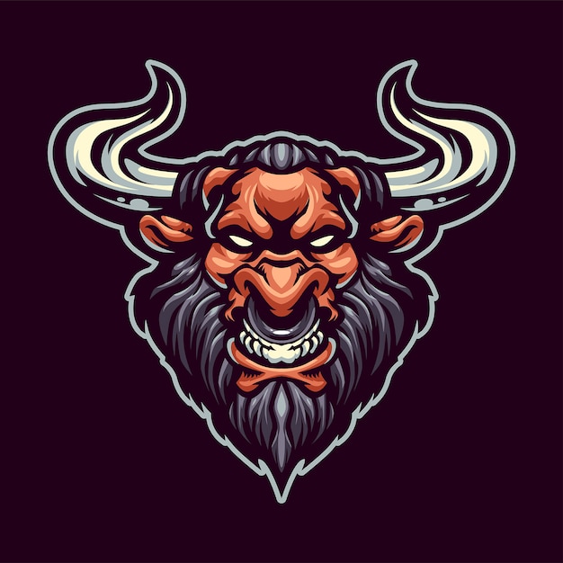 Minotaur Head Mascot Logo voor Sport en Esport geïsoleerd