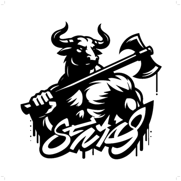 minotaur mythology creature silhouette graffiti tag hip hop street art typography illustration