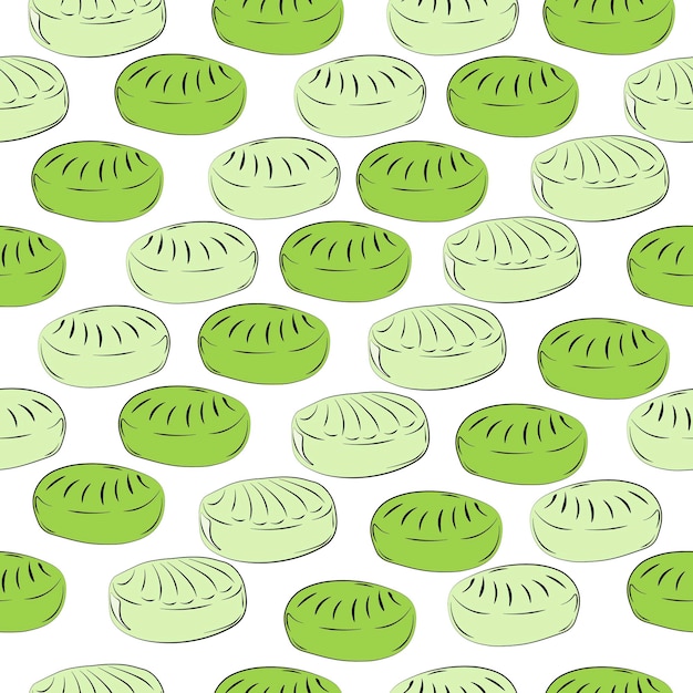 Мятная карамель бесшовный узор Зеленые леденцы на палочке Векторная иллюстрация Упаковка сладких конфет для кондитерской или в подарок