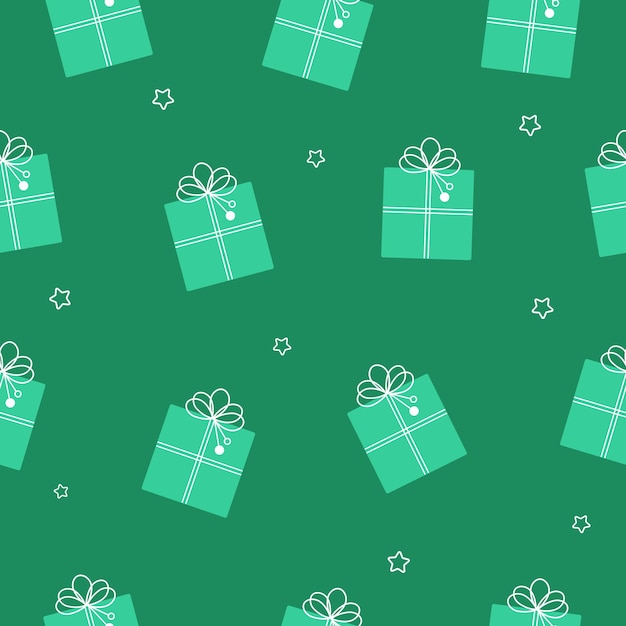 Mint Christmas gifts seamless pattern