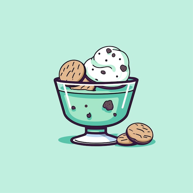 mint cookies and cream ice cream clip art illustration