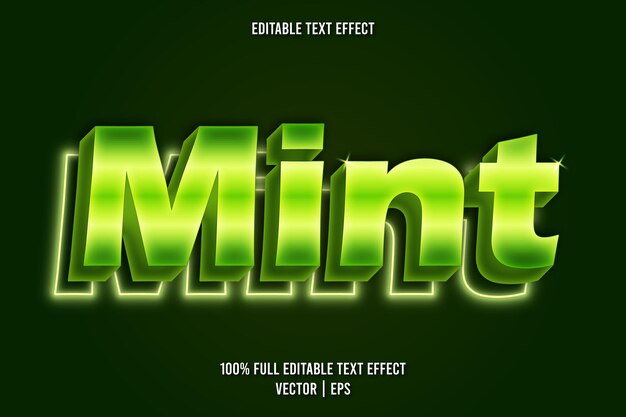 Mint editable text effect neon style