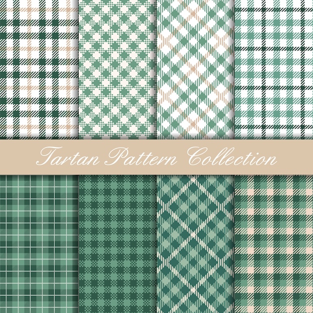 Vector mint green tartan collection