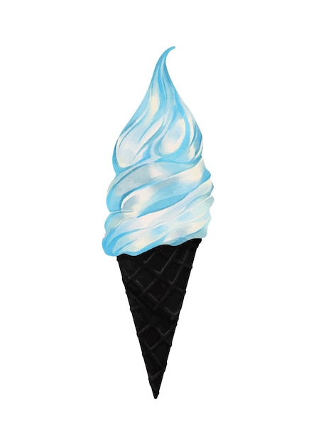 Mint ice cream watercolor vector on white background