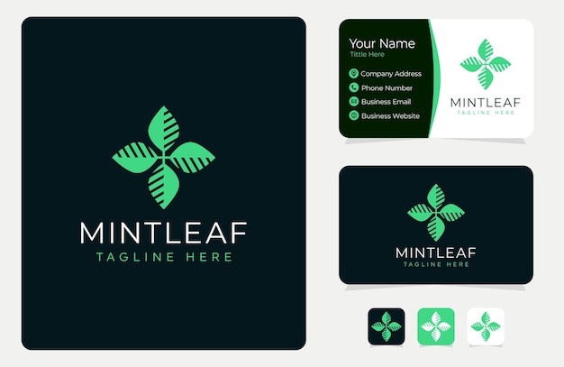 Mint leaf nature logo design vector image