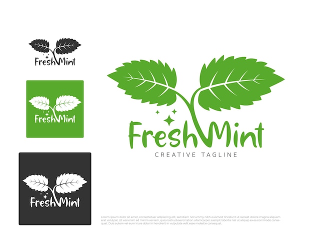 Mint leaves logo design illustration