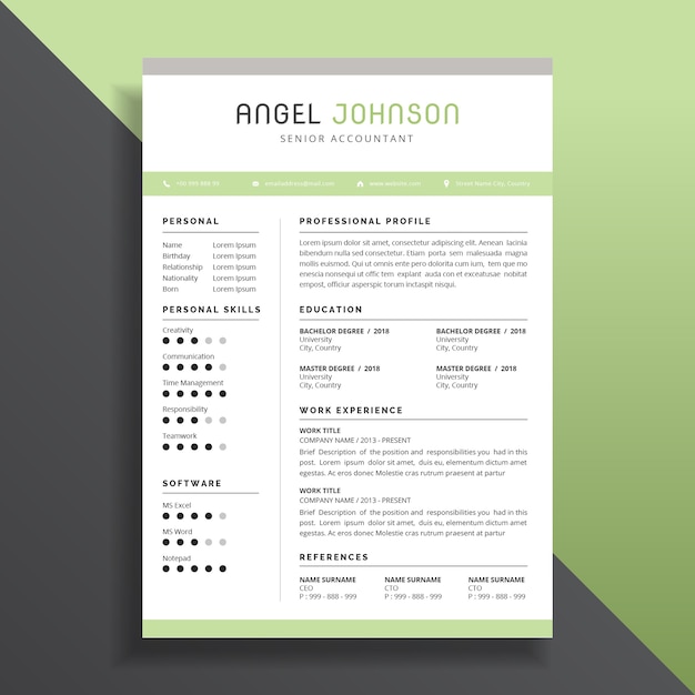 Mint Professional Resume CV Template 