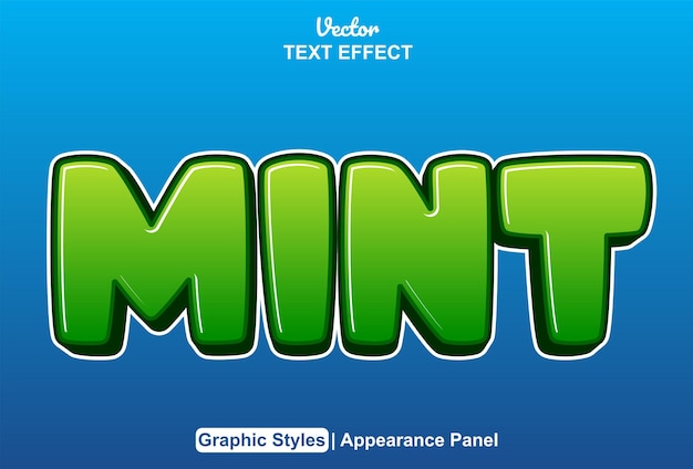 Mint text effect with green color graphic style and editable