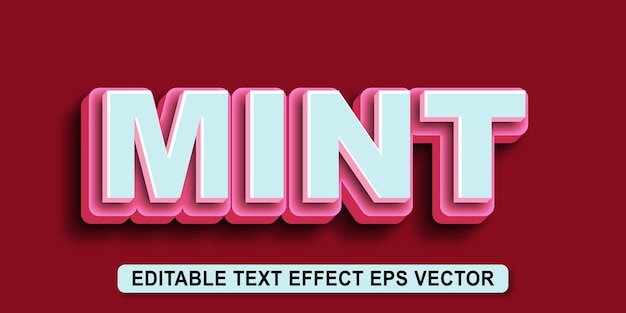 Mint witte kleur bewerkbare 3D tekst effect eps vector