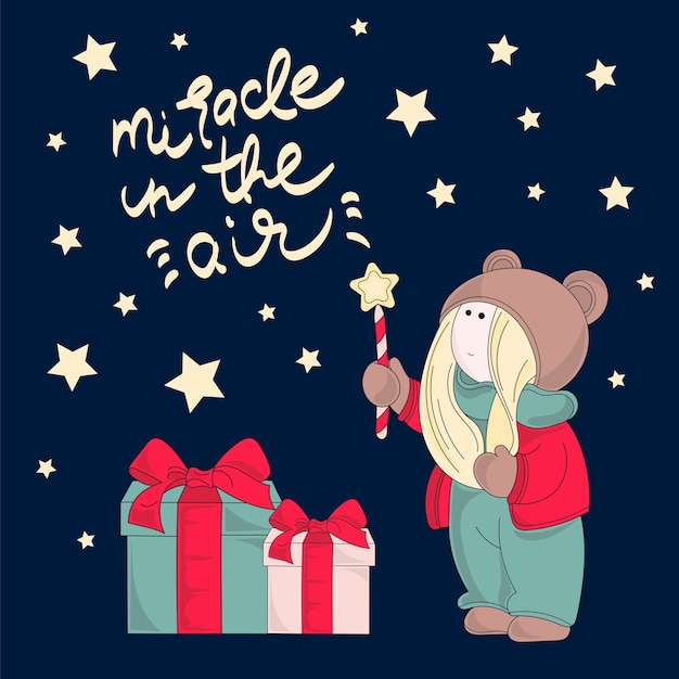 MIRACLE Merry Christmas Color Vector Illustratie Set